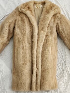 Saga Furs Saga Mink Light Beige Coat with Gold Label Vintage